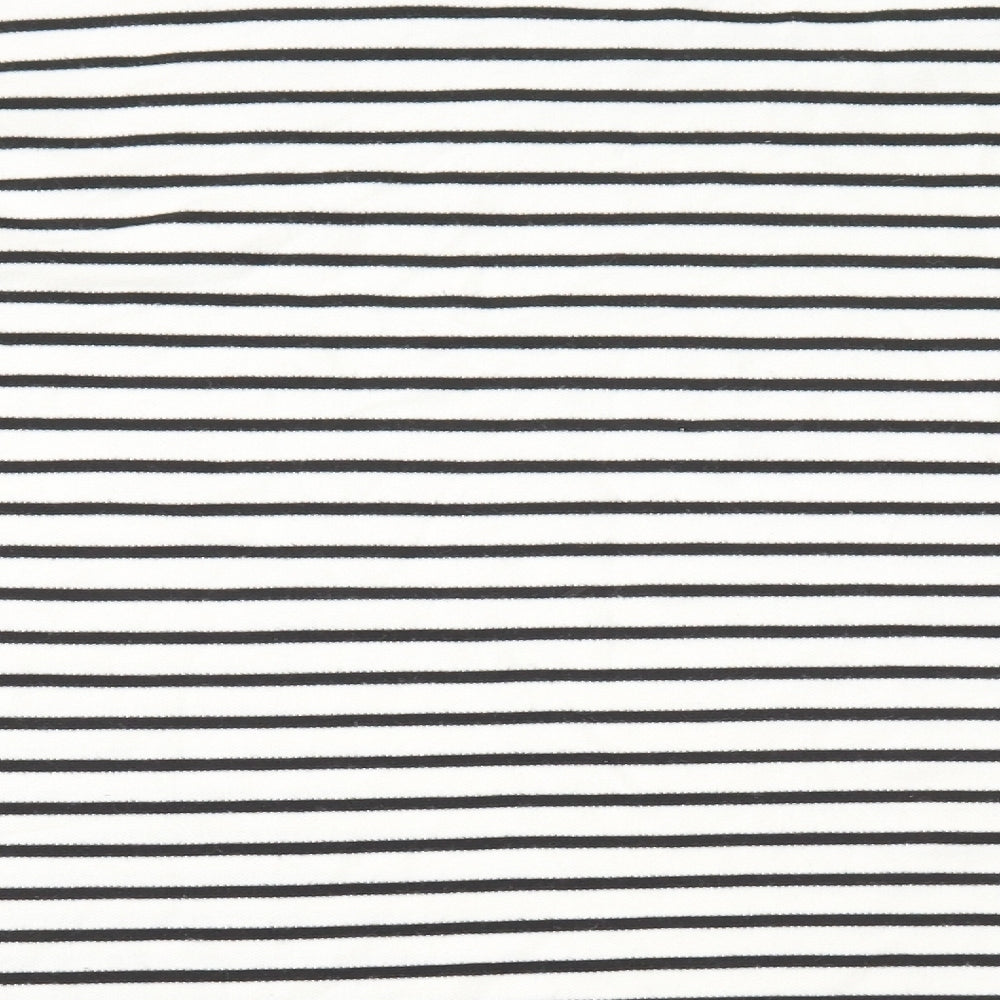 Matalan Womens White Round Neck Striped Cotton Pullover Jumper Size 20