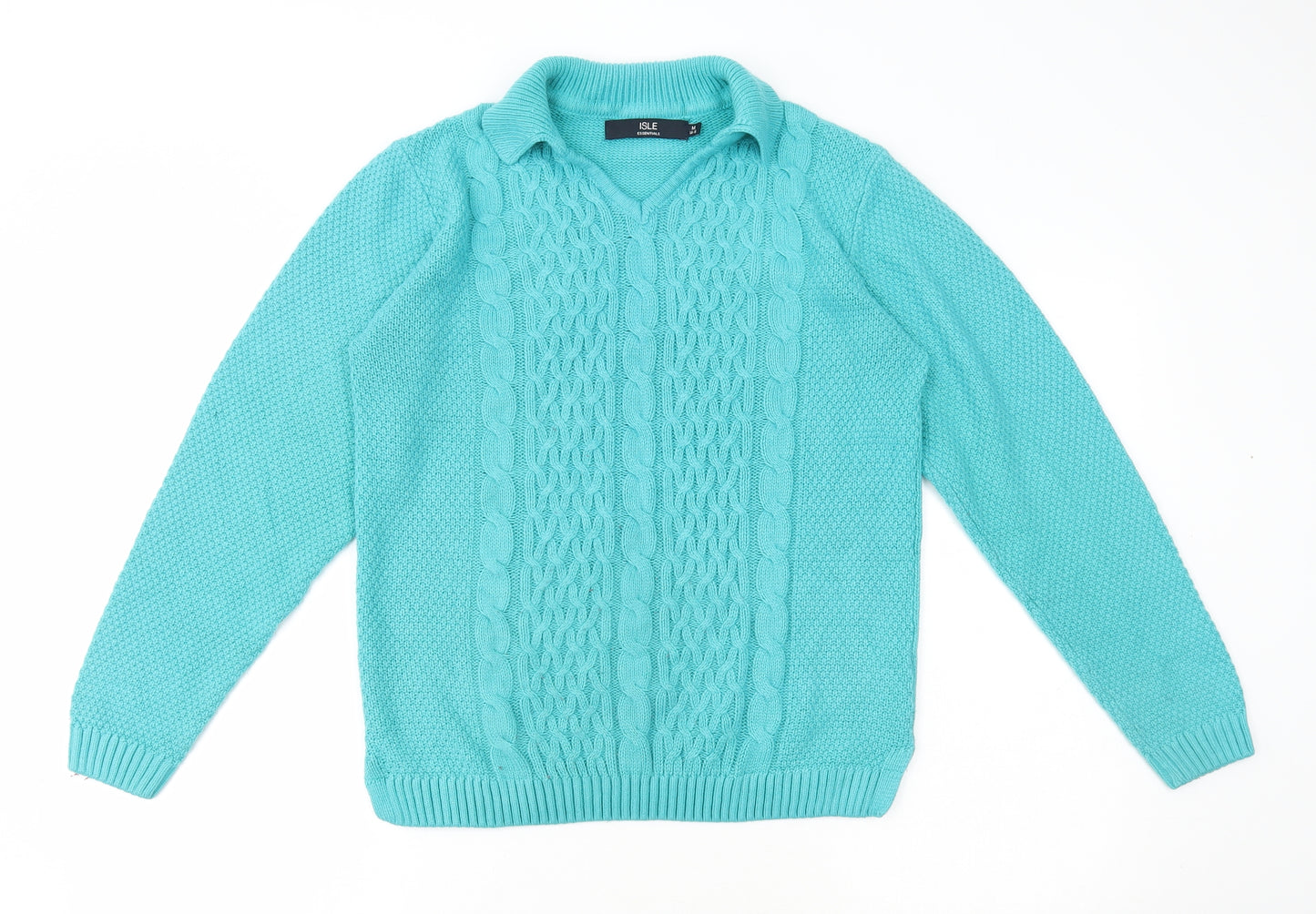 Edinburgh Woollen Mill Womens Blue Collared Acrylic Pullover Jumper Size M