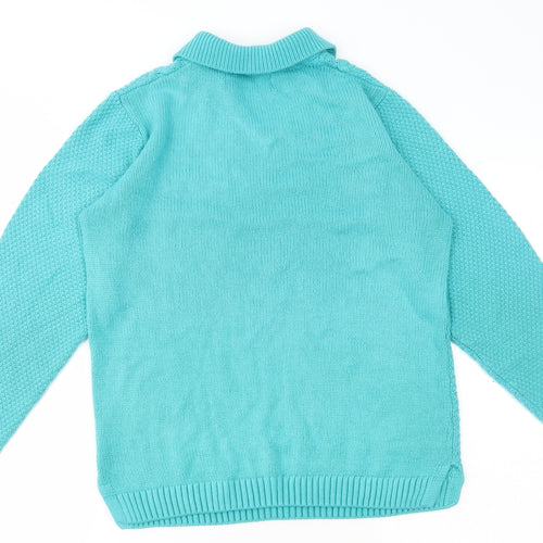 Edinburgh Woollen Mill Womens Blue Collared Acrylic Pullover Jumper Size M