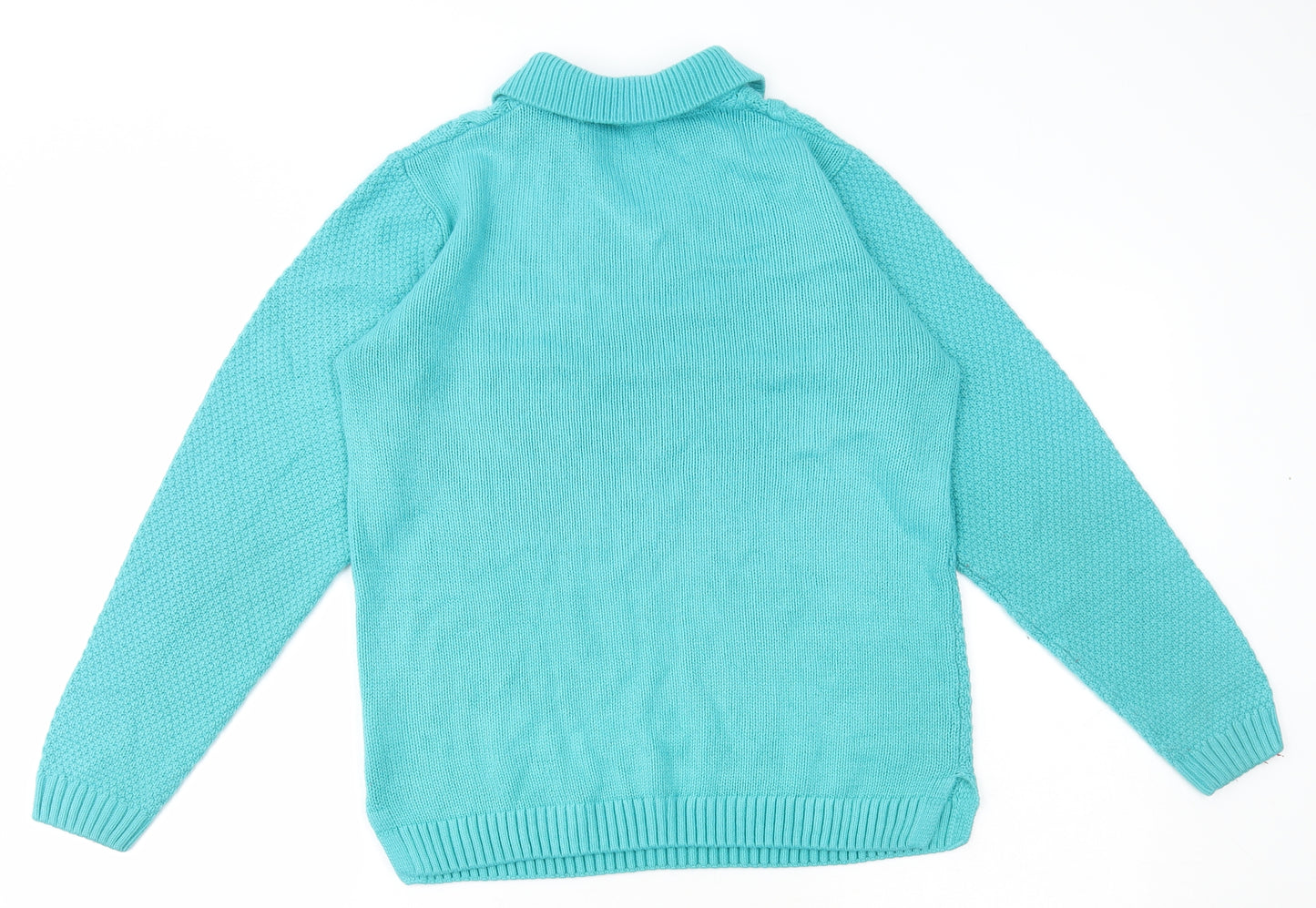 Edinburgh Woollen Mill Womens Blue Collared Acrylic Pullover Jumper Size M