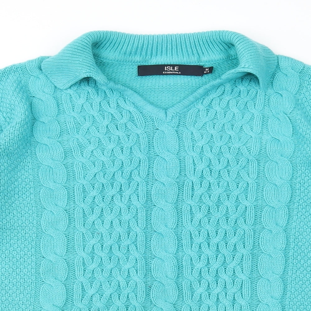 Edinburgh Woollen Mill Womens Blue Collared Acrylic Pullover Jumper Size M