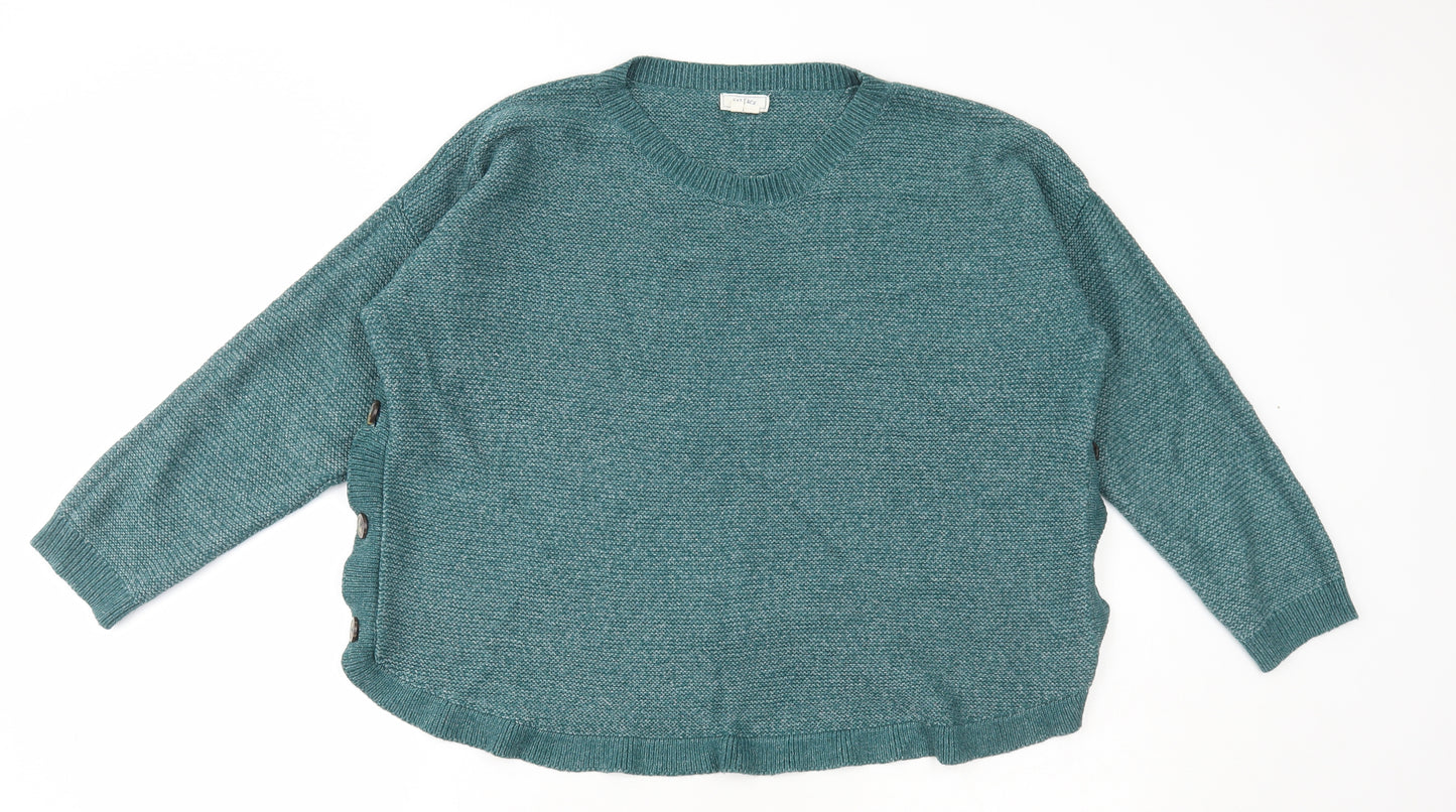 Fat Face Womens Green Round Neck Acrylic Pullover Jumper Size 18