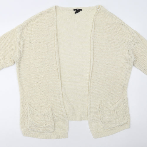 H&M Womens Ivory Acrylic Cardigan Jumper Size XS