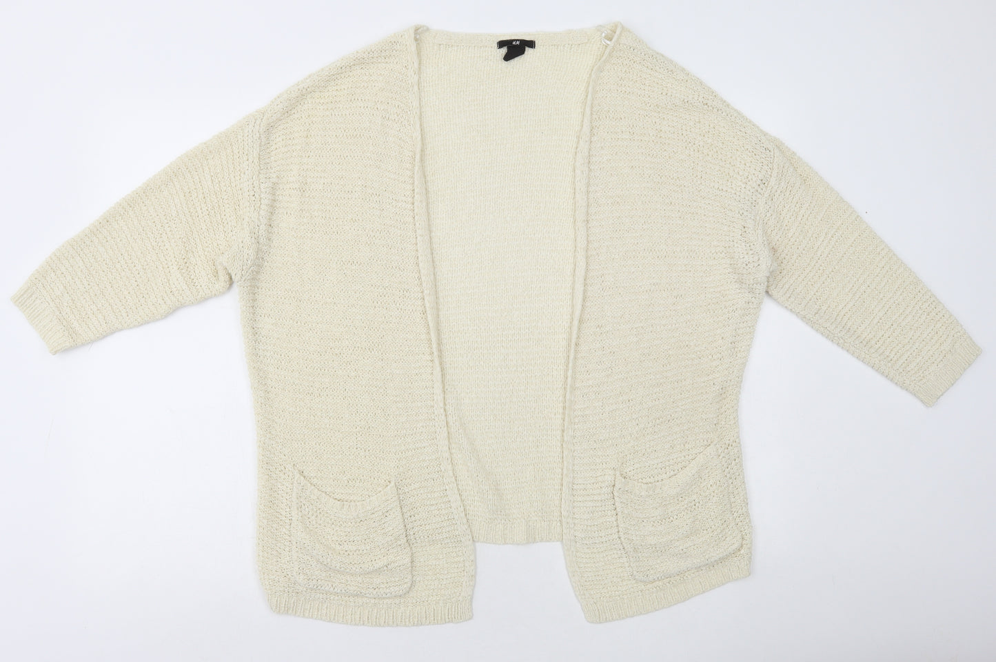H&M Womens Ivory Acrylic Cardigan Jumper Size XS