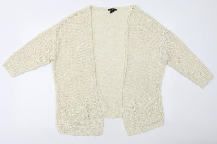 H&M Womens Ivory Acrylic Cardigan Jumper Size XS
