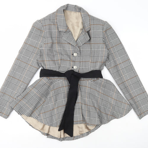 Preworn Womens Yellow Plaid Jacket Blazer Size S