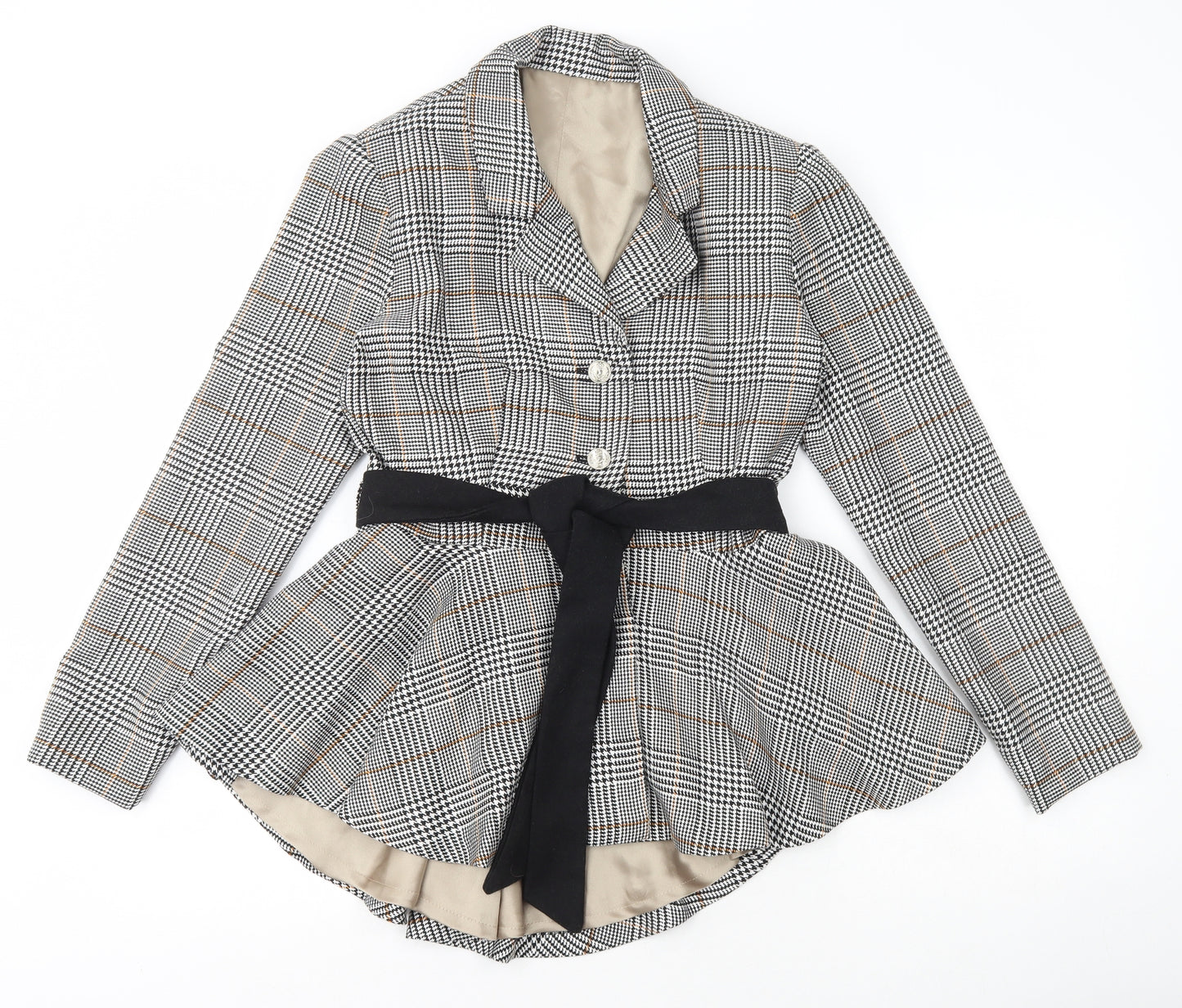 Preworn Womens Yellow Plaid Jacket Blazer Size S