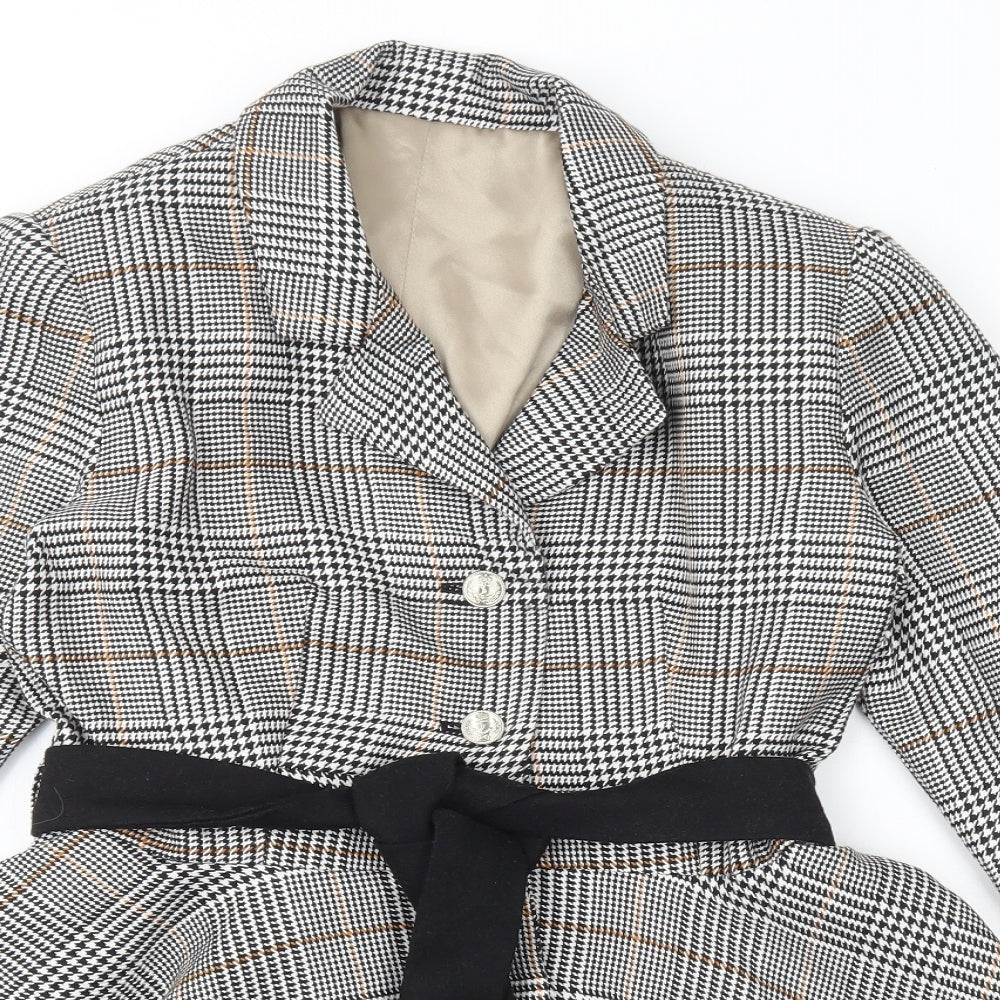 Preworn Womens Yellow Plaid Jacket Blazer Size S