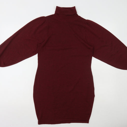 ASOS Womens Red Polyester Bodycon Size 6 Roll Neck