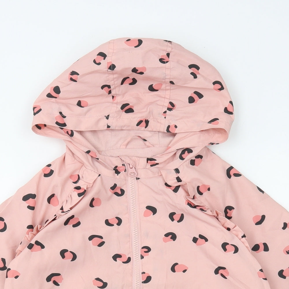 TU Girls Pink Animal Print Rain Coat Coat Size 6-7 Years