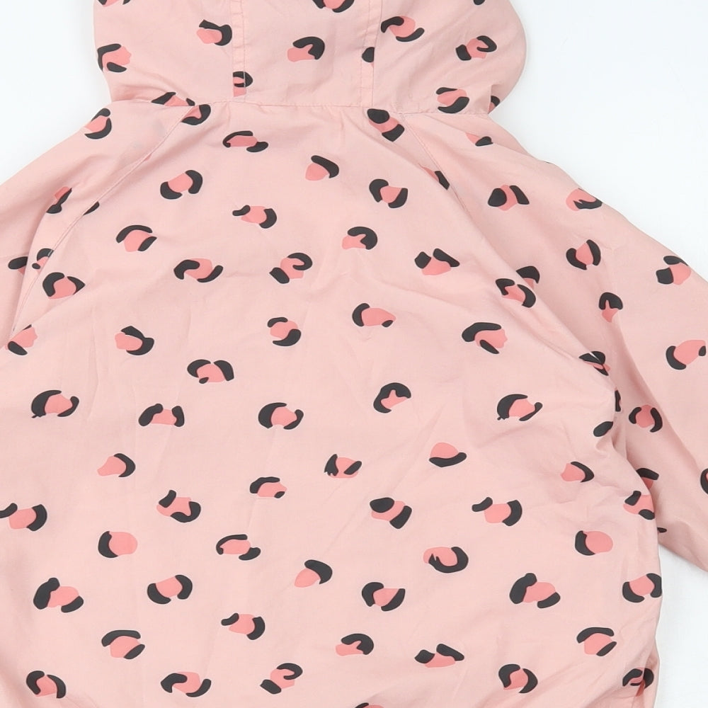 TU Girls Pink Animal Print Rain Coat Coat Size 6-7 Years
