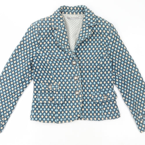 Inwear Womens Blue Polka Dot Jacket Blazer Size 10