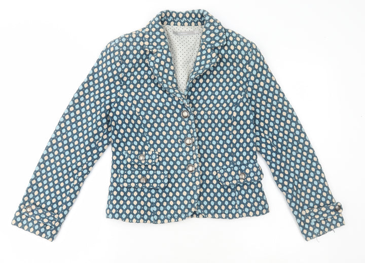 Inwear Womens Blue Polka Dot Jacket Blazer Size 10