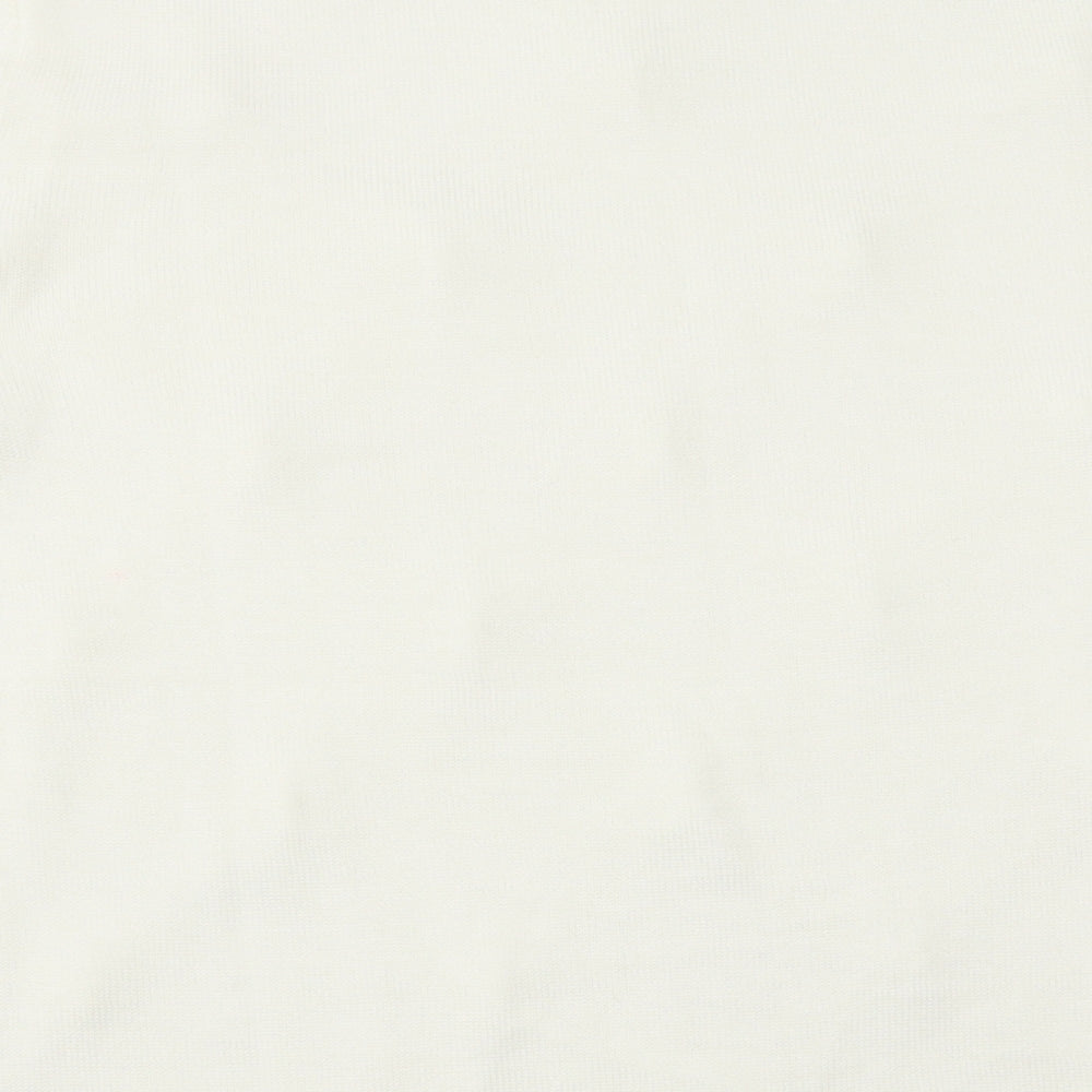 Bm Collection Womens Ivory Acrylic Basic T-Shirt Size S Scoop Neck