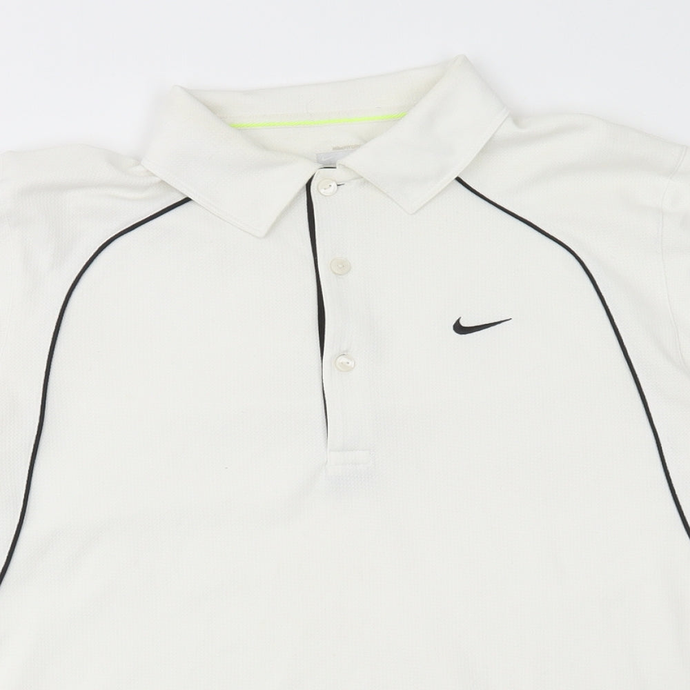 Nike Mens White Polyester Basic T-Shirt Size M Collared