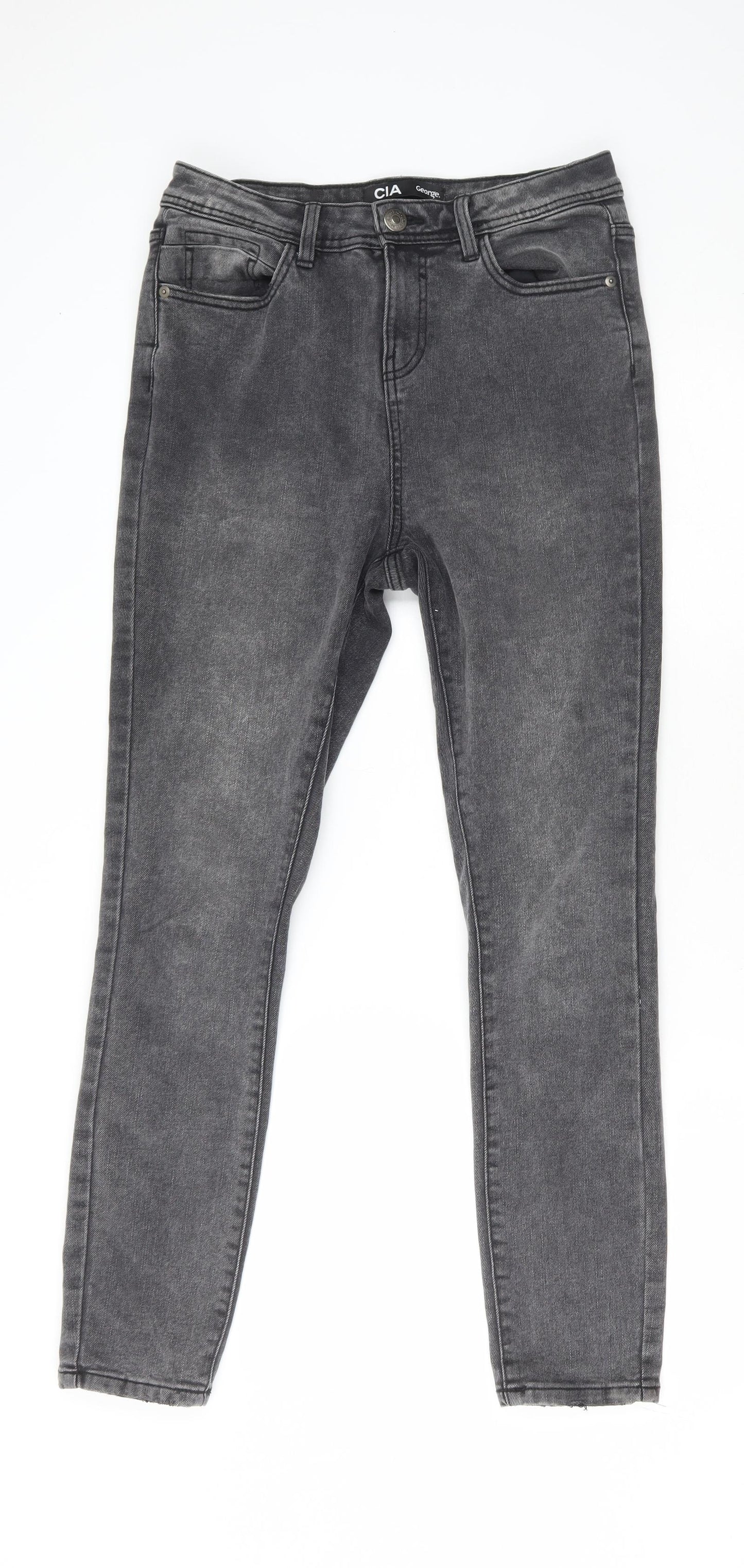 George Womens Black Cotton Skinny Jeans Size 12 L29 in Regular