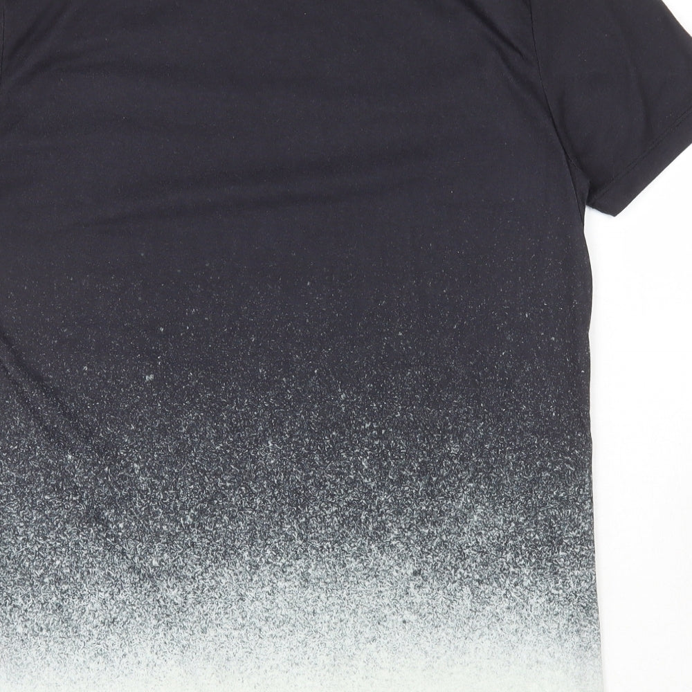 New Look Mens Black Colourblock Polyester T-Shirt Size M Round Neck