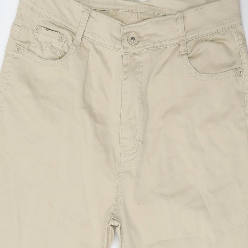Vidy'l Womens Beige Cotton Cropped Trousers Size 14 Regular