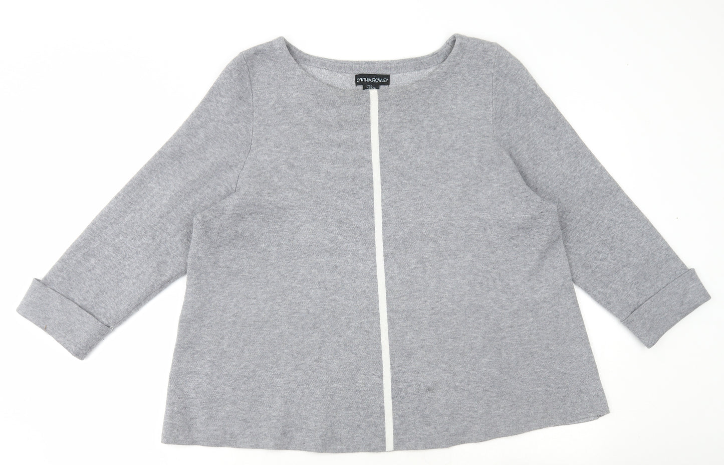 Cynthia Rowley Womens Grey Scoop Neck Viscose Pullover Jumper Size XL