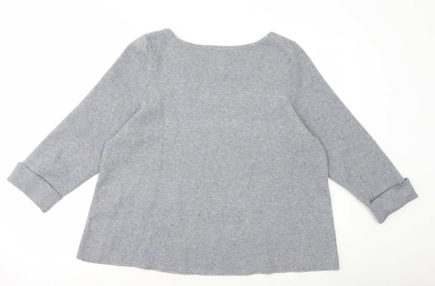 Cynthia Rowley Womens Grey Scoop Neck Viscose Pullover Jumper Size XL