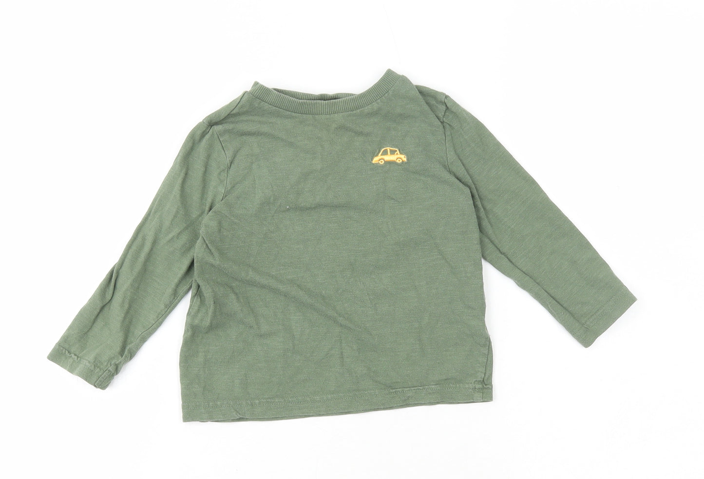 F&F Boys Green Cotton Basic T-Shirt Size 18-24 Months Round Neck
