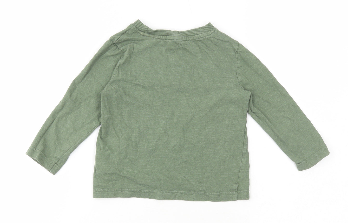 F&F Boys Green Cotton Basic T-Shirt Size 18-24 Months Round Neck
