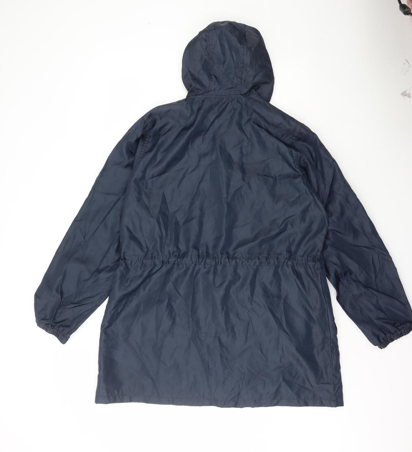 Classic Womens Blue Rain Coat Coat Size M