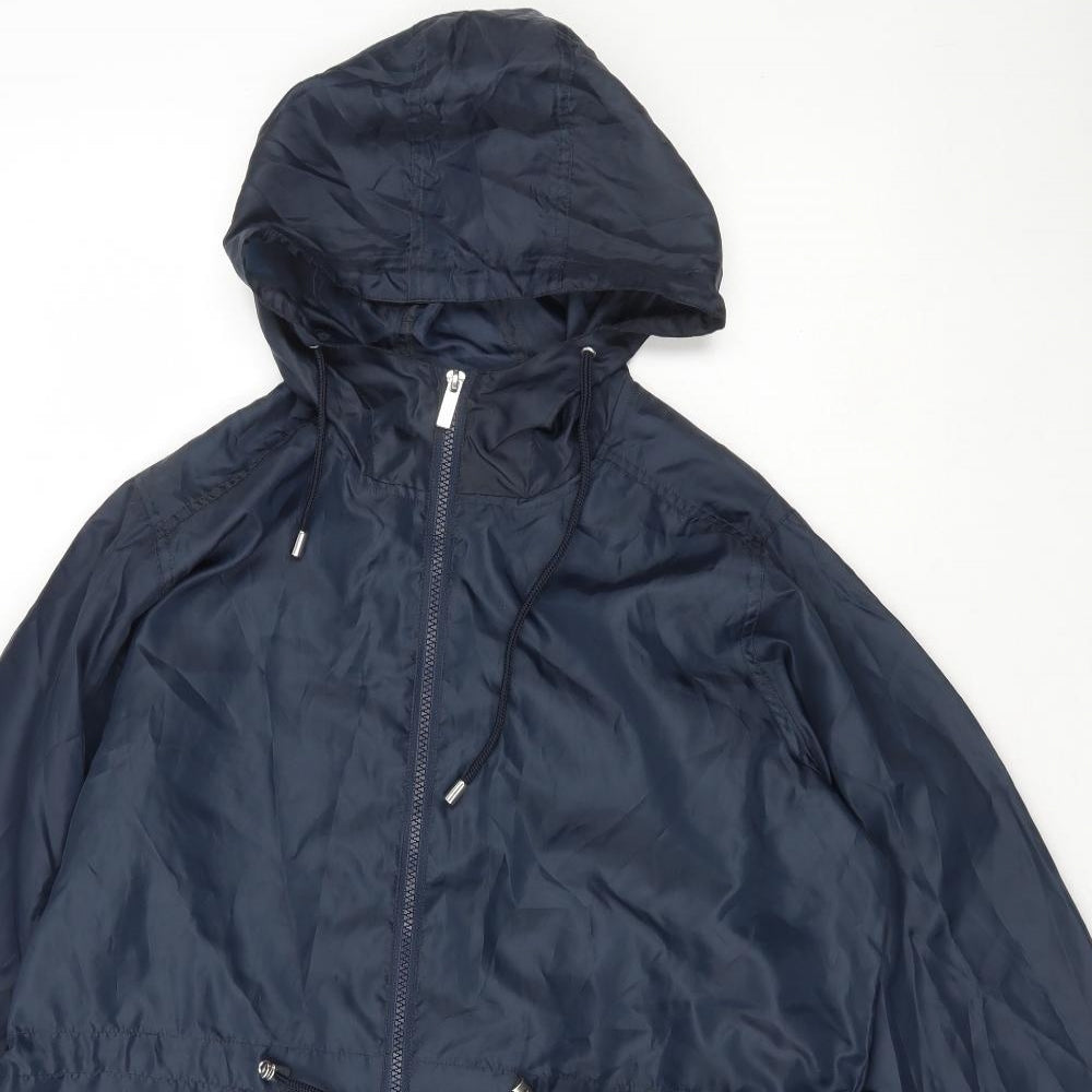 Classic Womens Blue Rain Coat Coat Size M