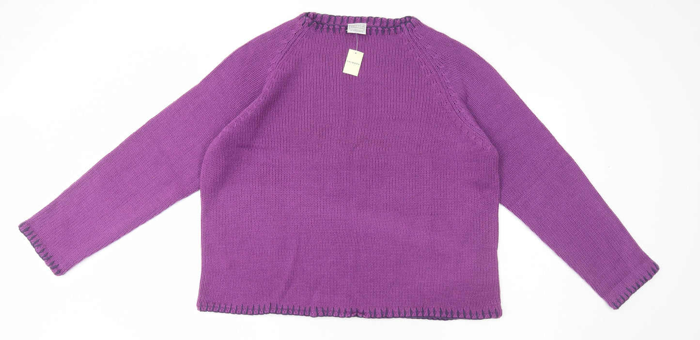 Primark Womens Purple Round Neck Acrylic Pullover Jumper Size 18