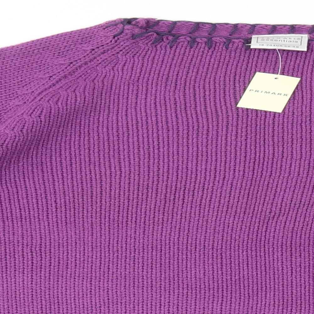 Primark Womens Purple Round Neck Acrylic Pullover Jumper Size 18