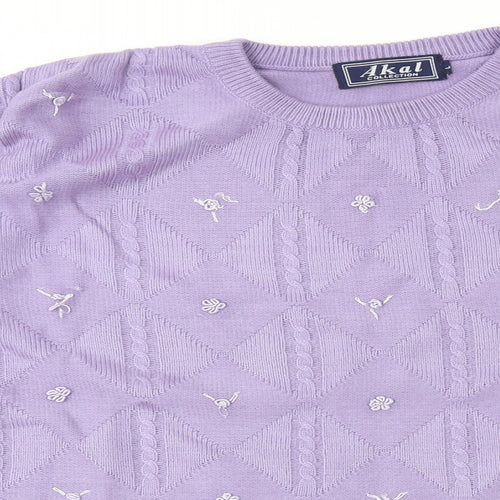 Akal Collection Womens Purple Round Neck Acrylic Pullover Jumper Size L