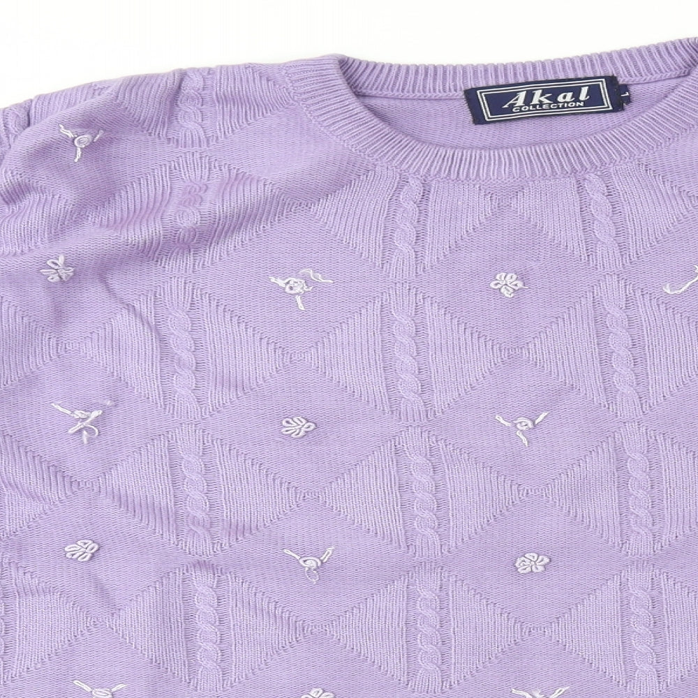 Akal Collection Womens Purple Round Neck Acrylic Pullover Jumper Size L