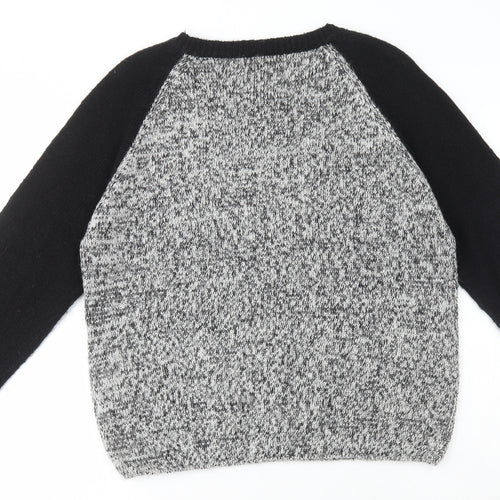 New Look Womens Grey Round Neck Geometric Acrylic Pullover Jumper Size 14