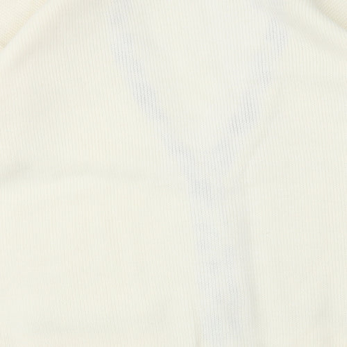 Polkadot Womens Ivory V-Neck Acrylic Pullover Jumper Size L
