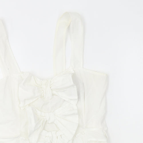 NEXT Womens White Cotton Camisole T-Shirt Size 8 Square Neck