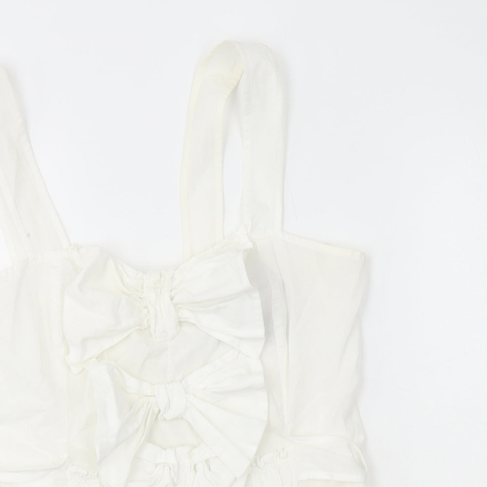 NEXT Womens White Cotton Camisole T-Shirt Size 8 Square Neck