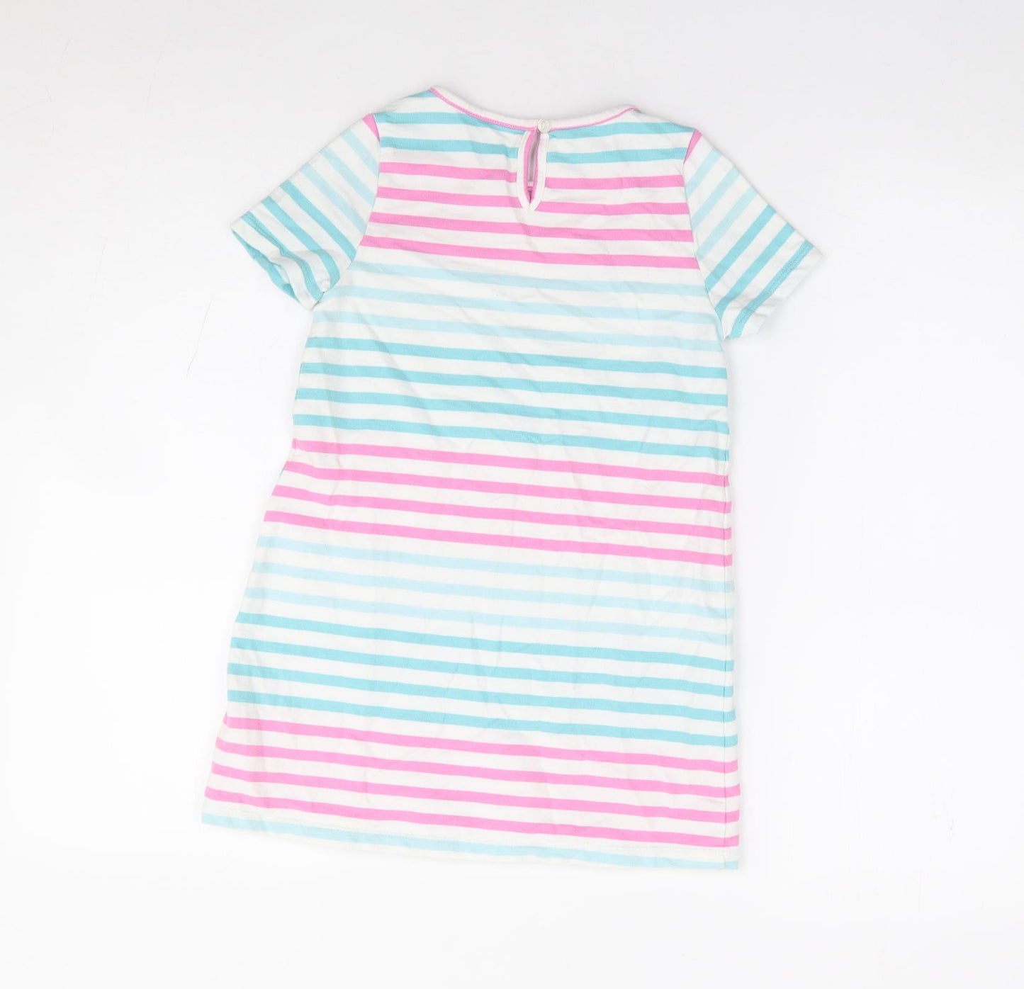 Monsoon Girls Multicoloured Striped 100% Cotton A-Line Size 5-6 Years Crew Neck Pullover - Unicorn