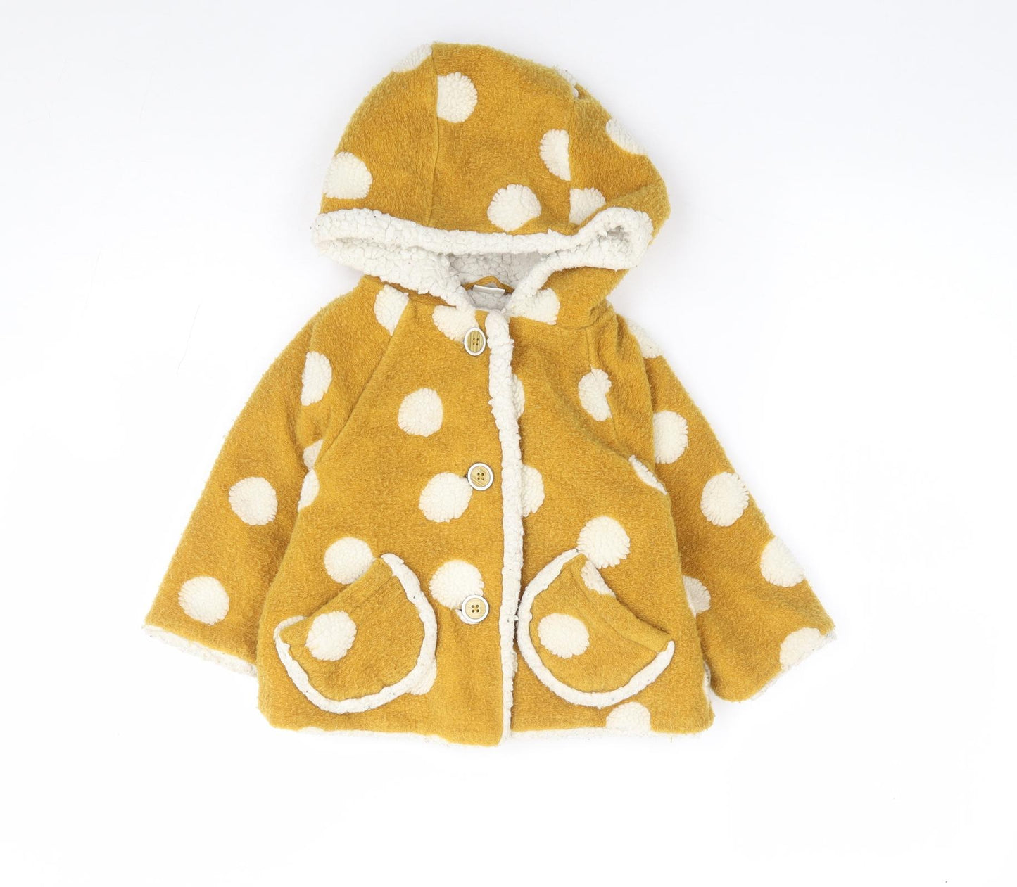 NEXT Girls Yellow Polka Dot Jacket Coat Size 18-24 Months Button