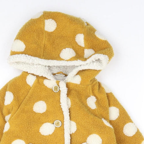 NEXT Girls Yellow Polka Dot Jacket Coat Size 18-24 Months Button