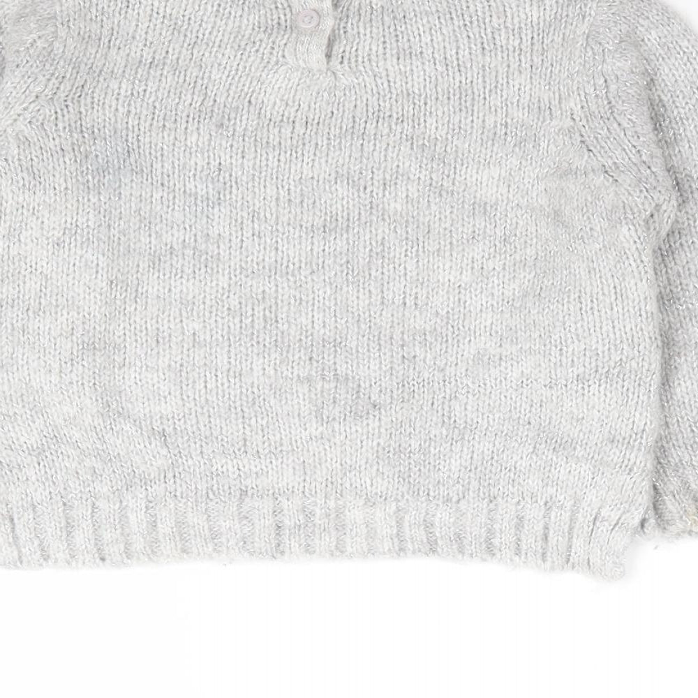 NEXT Girls Grey Acrylic Pullover Jumper Size 12-18 Months Pullover - Star