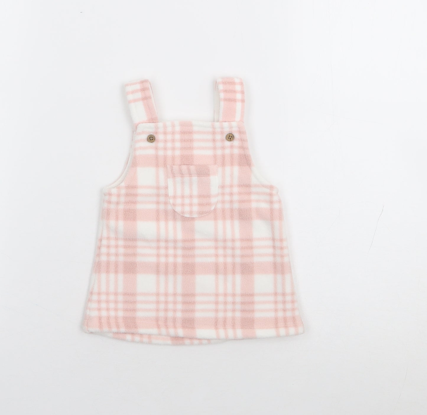 George Girls Pink Plaid Polyester Pinafore/Dungaree Dress Size Newborn Square Neck Pullover