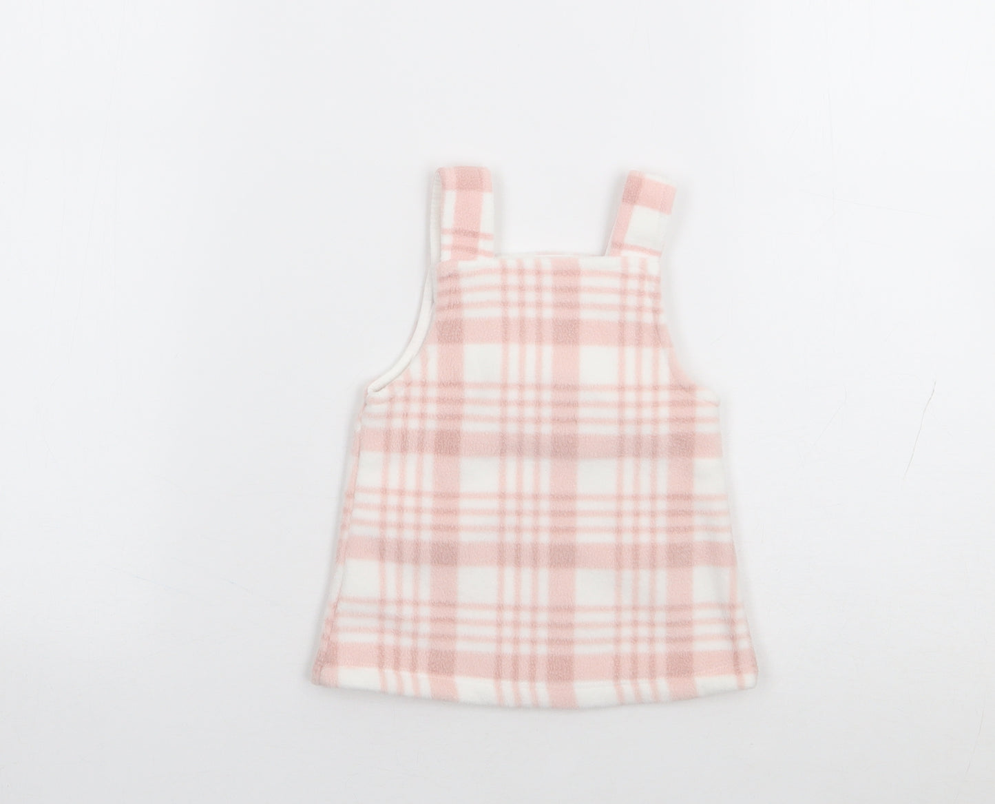 George Girls Pink Plaid Polyester Pinafore/Dungaree Dress Size Newborn Square Neck Pullover