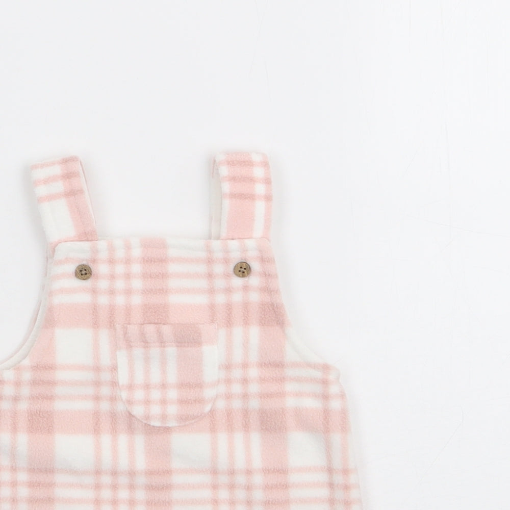 George Girls Pink Plaid Polyester Pinafore/Dungaree Dress Size Newborn Square Neck Pullover