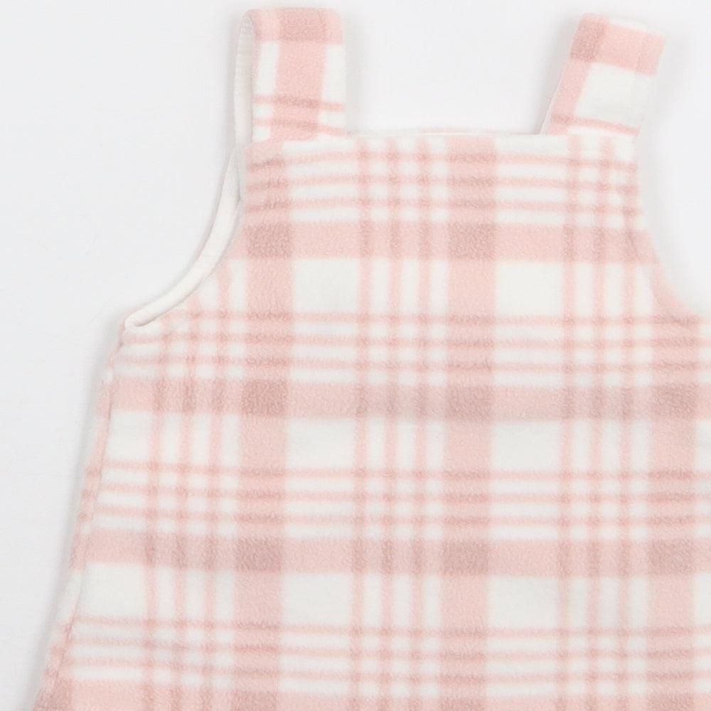 George Girls Pink Plaid Polyester Pinafore/Dungaree Dress Size Newborn Square Neck Pullover