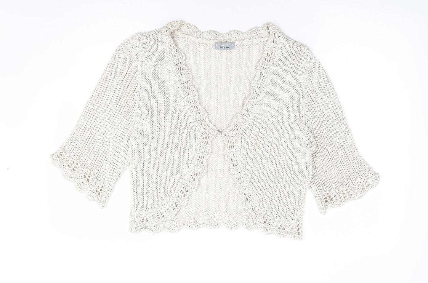 Per Una Womens Beige V-Neck Acrylic Cardigan Jumper Size L