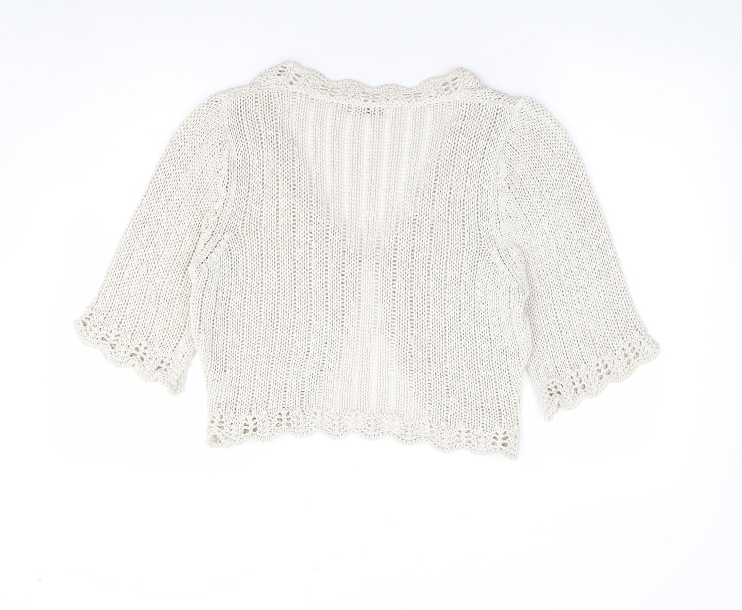 Per Una Womens Beige V-Neck Acrylic Cardigan Jumper Size L