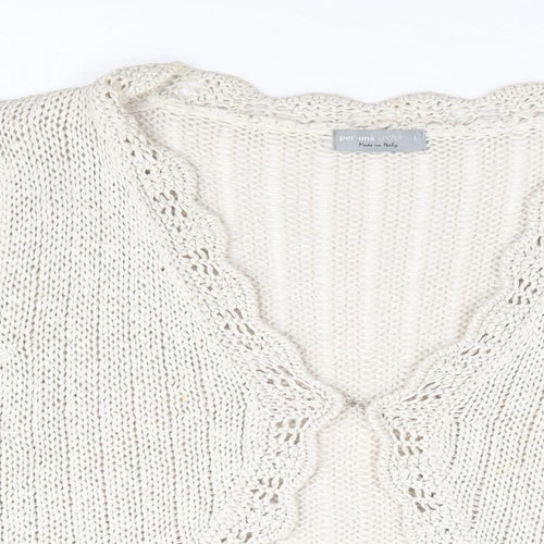 Per Una Womens Beige V-Neck Acrylic Cardigan Jumper Size L