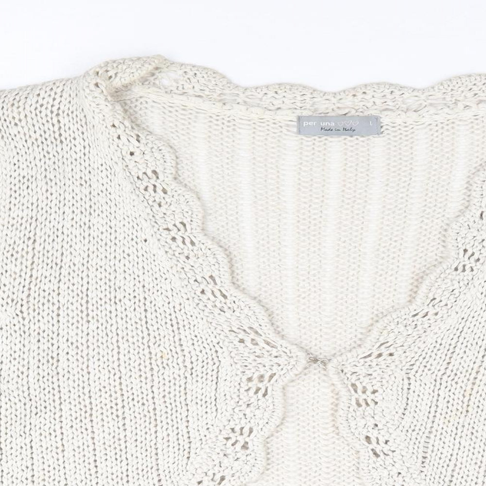 Per Una Womens Beige V-Neck Acrylic Cardigan Jumper Size L