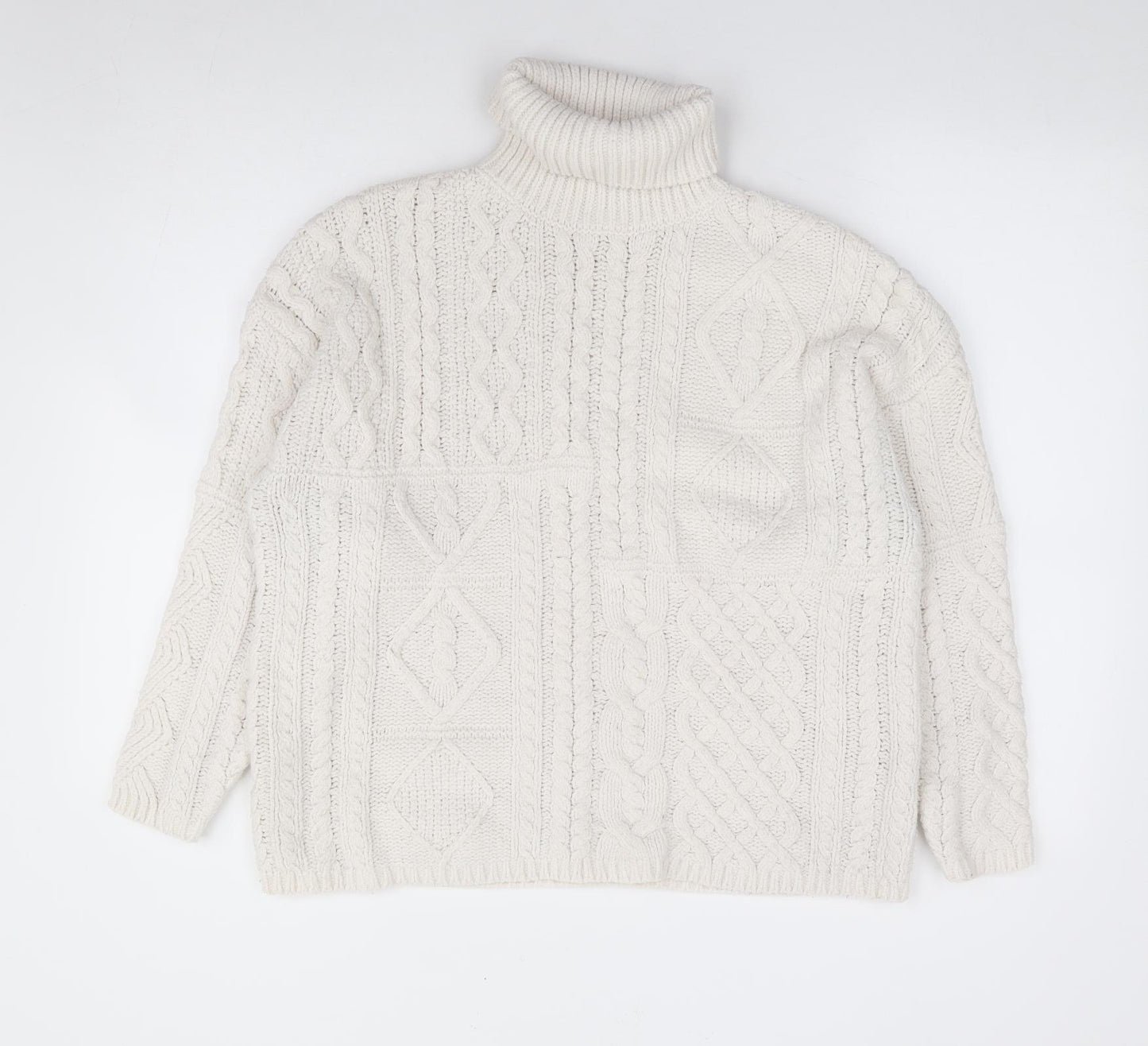Primark Womens Ivory Roll Neck Polyester Pullover Jumper Size XL