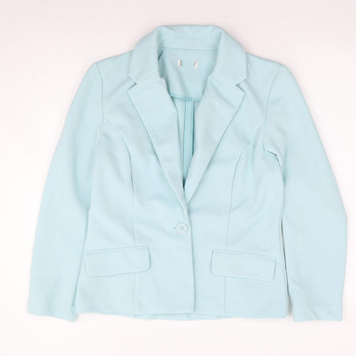 Preworn Womens Green Polyester Jacket Suit Jacket Size 10